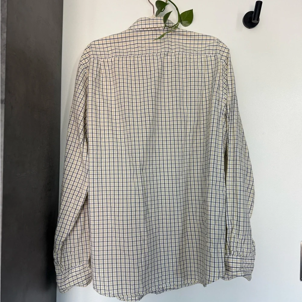 J. Crew Men's Plaid Shirt - Cream and Blue
